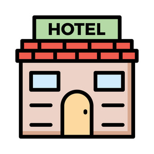 酒店建筑图标矢量插图