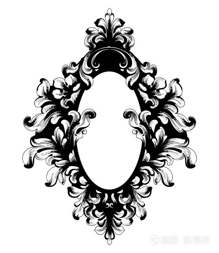 复古巴洛克式的镜框.向量.法国奢侈品丰富复杂的饰品.