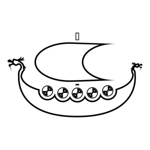 s ship Viking boat icon black color vector illustration flat sty