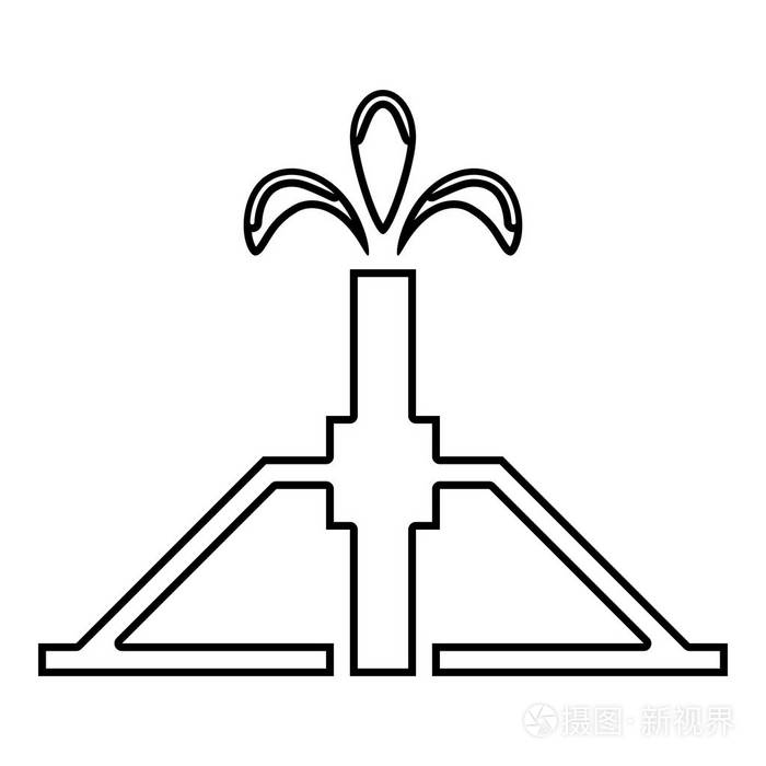 油井井架钻油钻出图标黑色矢量插图平面样式简单图像插画-正版商用