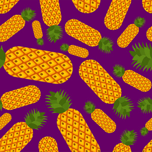 菠萝图案无缝。 阿纳斯装饰。 异国热带水果背景
