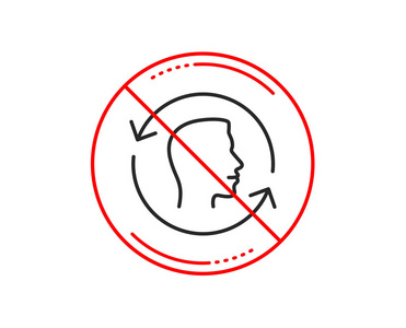 没有或停止标志。 面部扫描重复线图标。 脸id更新标志。 头部符号。 警告禁止禁止停止符号图标设计。