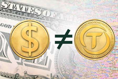 真实美元或TUSD不等于1美元加密货币的概念图像照片