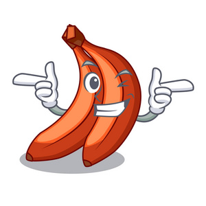 红香蕉水果字符矢量插图