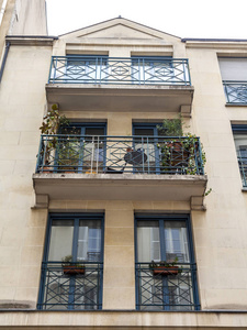 法国巴黎，2008年10月26日，典型的建筑细节的正面历史市中心。
