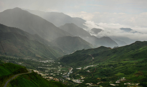 越南北部萨帕的山景。 萨帕位于河内西北约350公里，靠近中国边境。