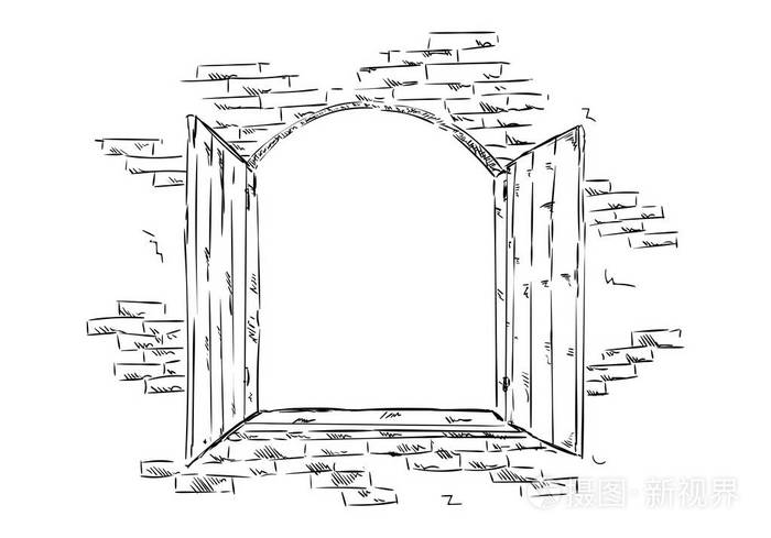 打开旧房子窗户插画-正版商用图片16nb47-摄图新视界