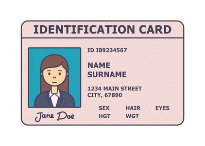 带有个人数据和照片的 id 塑料卡照片