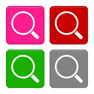 搜索符号图标设置.放大镜.放大按钮.白色背景上的平面矢量图形.