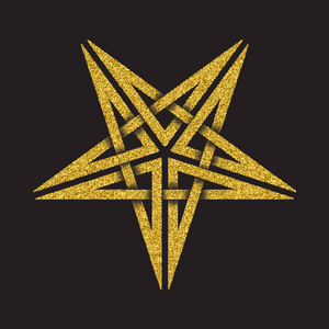 部落符号以五个尖星的形式出现. 珠宝设计的金邮票.照片