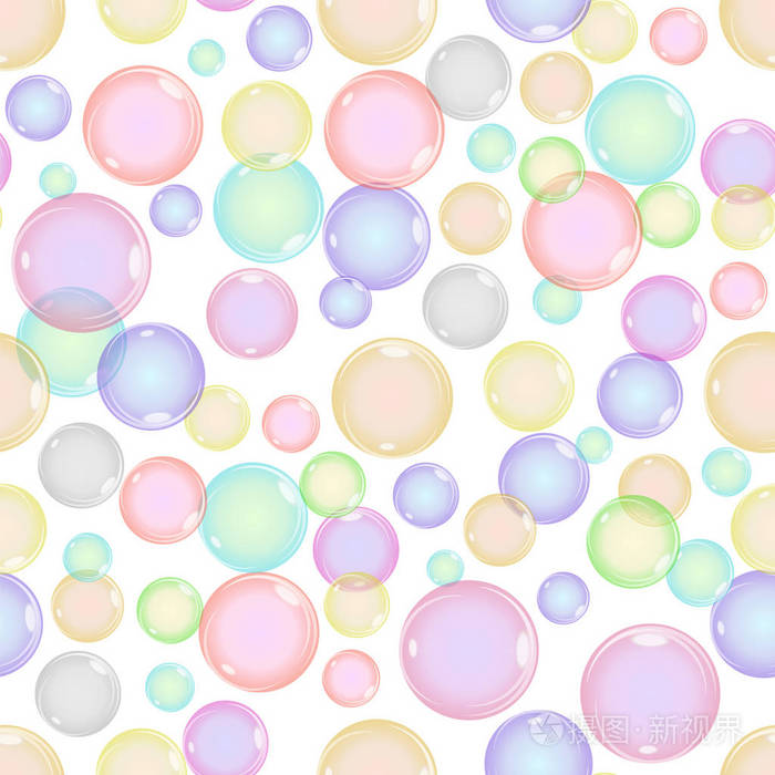 白色背景的无缝彩色气泡图案