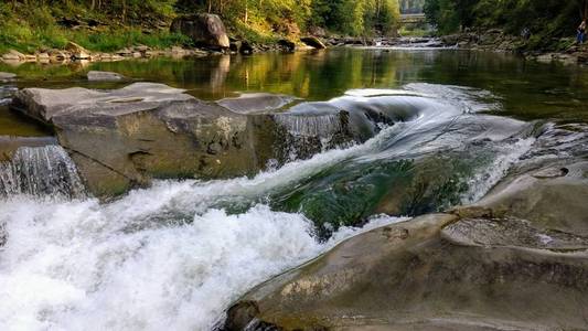 自然河流瀑布夏季景观