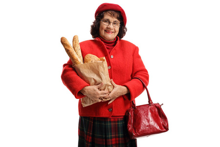 拿着长棍面包图片-拿着长棍面包素材-拿着长棍面包插画-摄图新视界