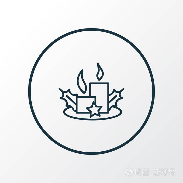 圣诞蜡烛图标线符号.优质分离蜡元素的时尚风格
