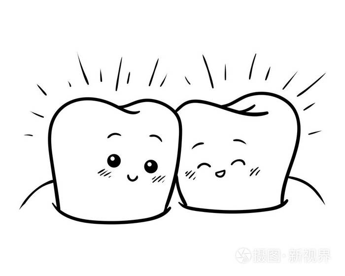 儿童快乐牙齿着色书插画-正版商用图片16o233-摄图新视界