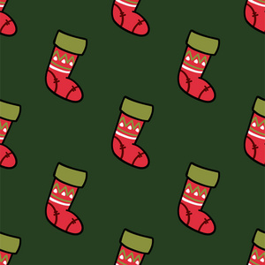 矢量冬季图案的装饰设计与圣诞长袜。新年背景装饰