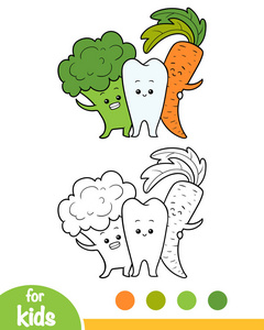 儿童健康牙齿及蔬菜着色书