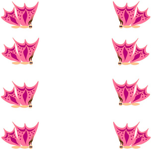 粉红色蝴蝶框架用于浪漫卡片装饰。