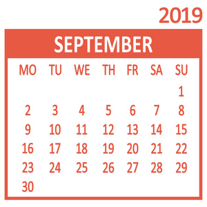 第九页的集合.日历2019,模板.周从星期一开始.矢量图照片