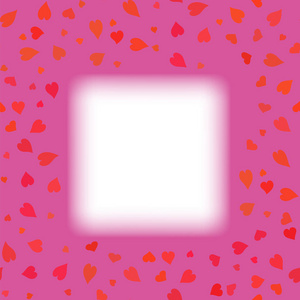 粉红色背景上的红色心脏框架。 情人节的象征
