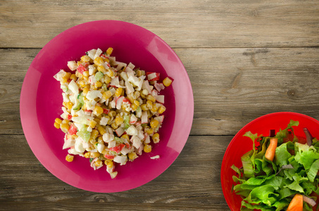 s salad on a wooden background