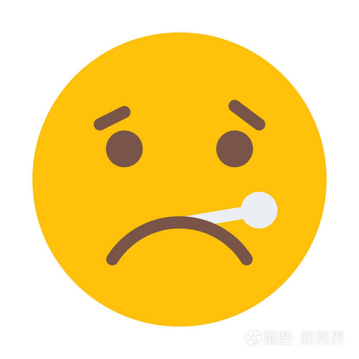 发烧或生病表情符号简单矢量插图