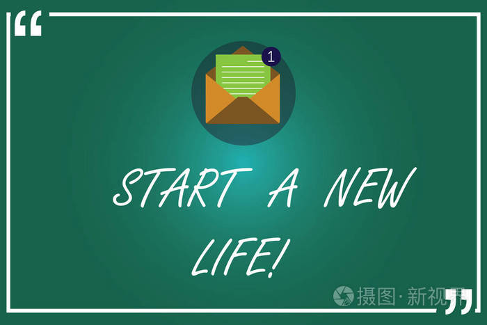 写文字开始新的生活。概念意思改变你的习惯是不同的改变方向打开信封与纸新的电子邮件里面的引号大纲