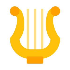 中世纪字符串文书中世纪竖琴乐器图标简单矢量图照片