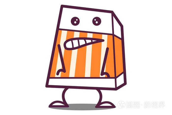 矢量卡通插图可爱橡皮擦烦恼孤立在白色背景