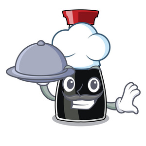 厨师与食品酱油瓶卡通形状矢量不一致照片