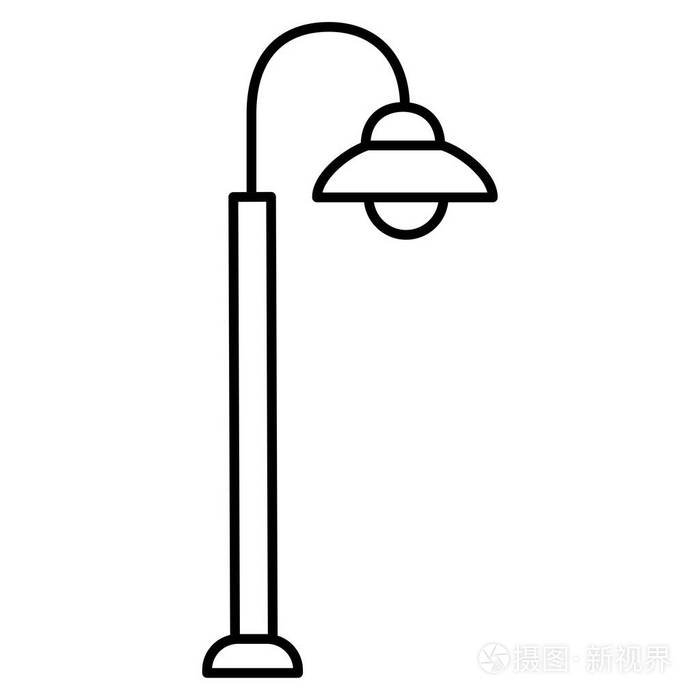  white vector illustration of path walkway garden lamp. Line ico