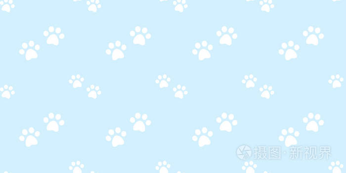 狗爪无缝图案猫爪牛头矢量壁纸孤立背景蓝色插画 正版商用图片16po7v 摄图新视界