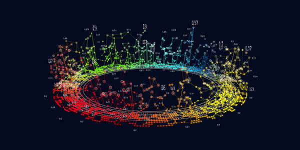 抽象三维可视化. 未来派信息图形背景.社会网络和商业分析表示.照片
