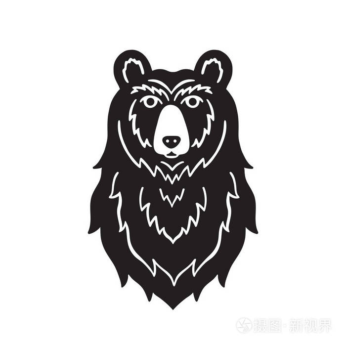 熊头剪影向量