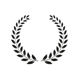 桂冠花圈图标平. 简单矢量符号和奖金图标手绘制单色框架的几何图案.
