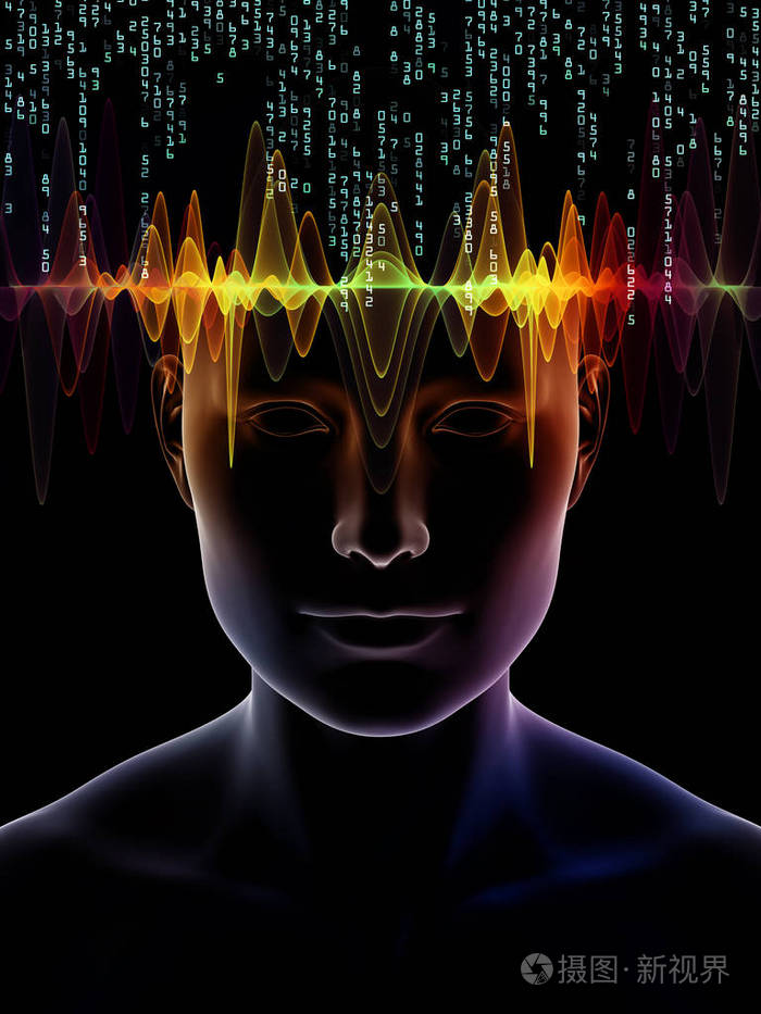 心理波动系列由3d图和技术符号组成的背景适合用于意识大脑智力和人工