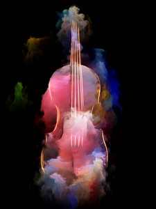 音乐梦想系列。 小提琴的背景设计和乐器旋律声音表演艺术和创造力的抽象彩色颜料
