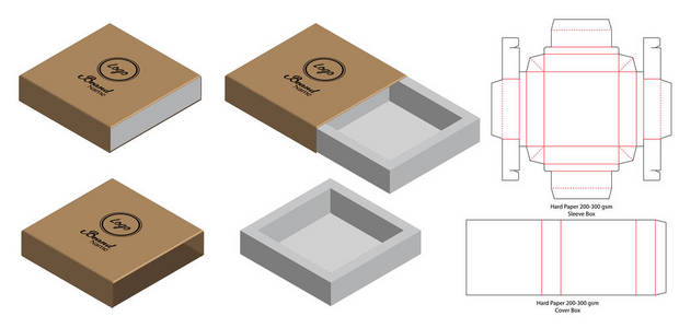 箱体包装模切模板设计。 3D模拟