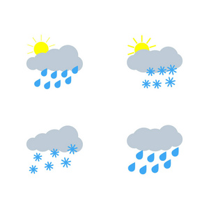 天气图标已设置。扁平的风格。向量例证