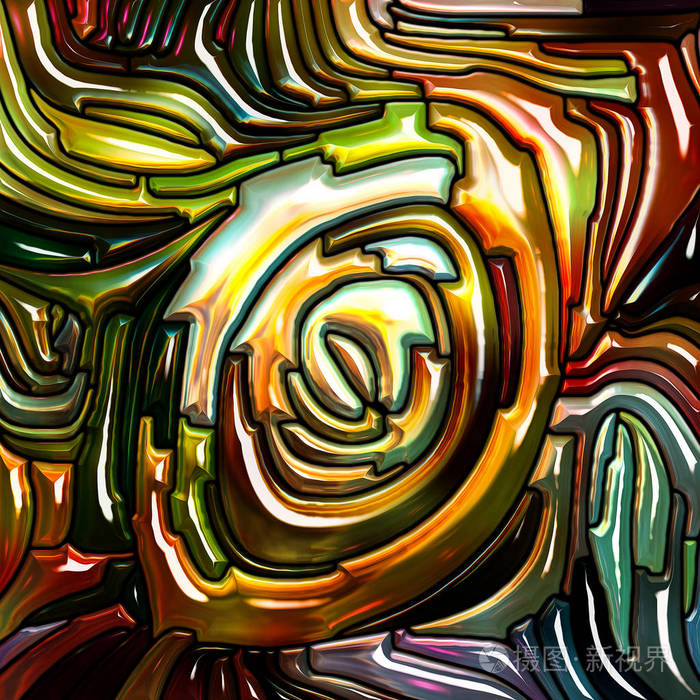 彩色玻璃设计的背景构成让人联想到新艺术关于自然,美和灵性的主题