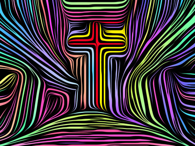 以人的灵魂,基督教,宗教,艺术,诗歌和灵性为主题交叉系列的线条