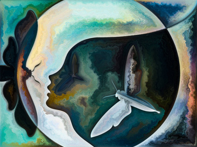 背景由人脸颜色,有机纹理,流动曲线组成,用于内心世界,心灵,自然和