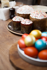  painted colorful chicken eggs for spring Christian Orthodox hol