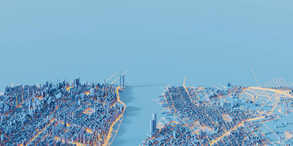 未来主义城市建筑模型三维渲染图片