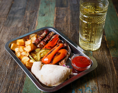  fried potato served in cafe.Food composition background