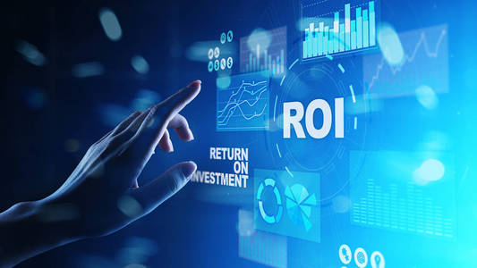 Roi虚拟屏幕上投资交易和金融增长概念的回报