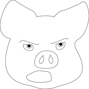 猪头的矢量图像.情绪-愤怒,愤怒,愤怒,愤怒,怨恨,愤怒,嫉妒.平面设计.