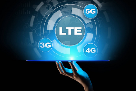 虚拟屏幕上的 Lte 波段移动互联网和电信技术概念