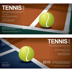 2旗网球锦标赛海报矢量插图