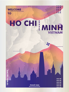 越南胡志明市城市梯度矢量海报
